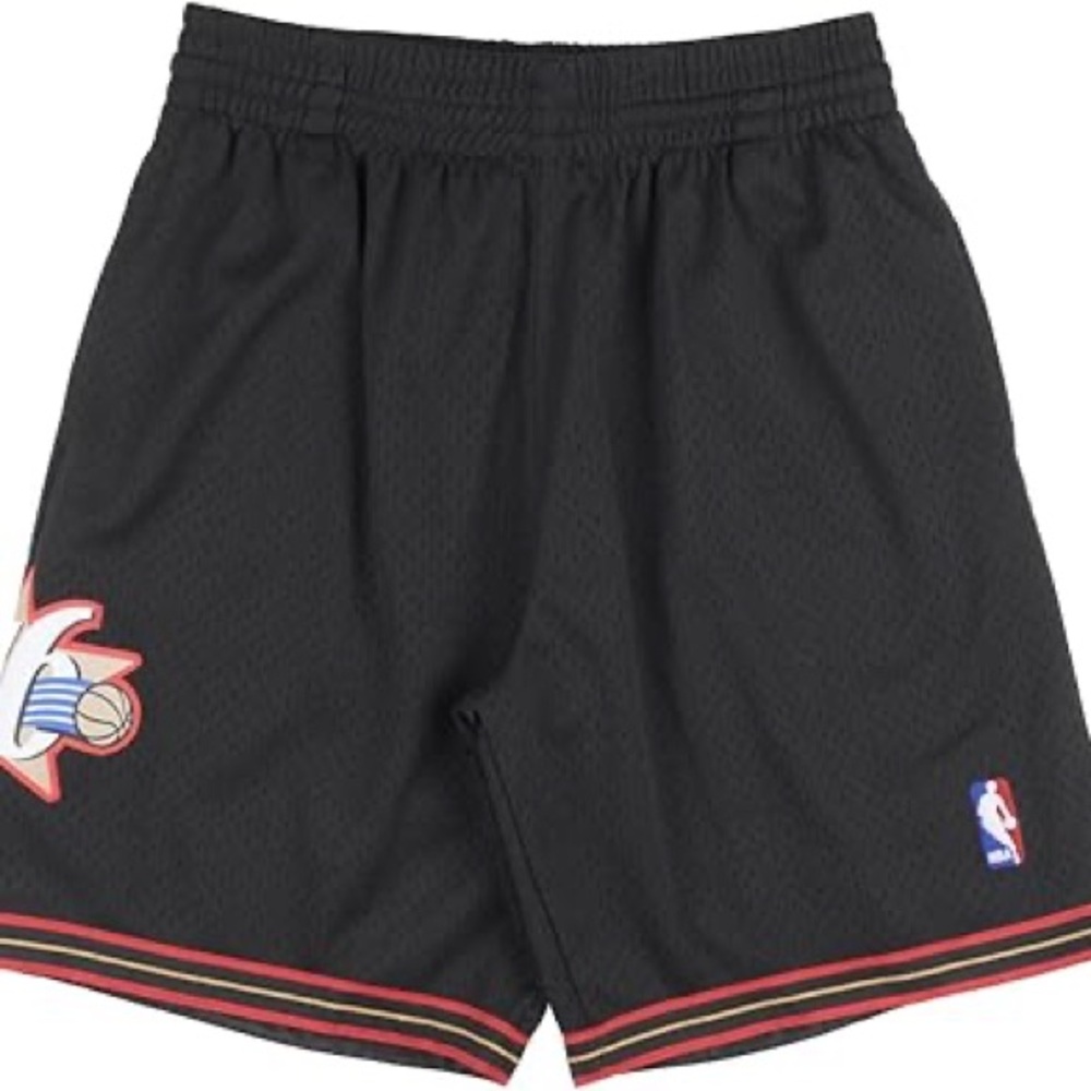Mitchell & Ness Philadelphia 76ers black hardwood classics swingman shorts